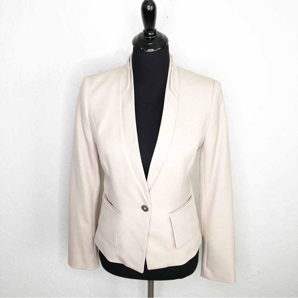 WHBM tan cream button front blazer size 2 NWT professional office classic